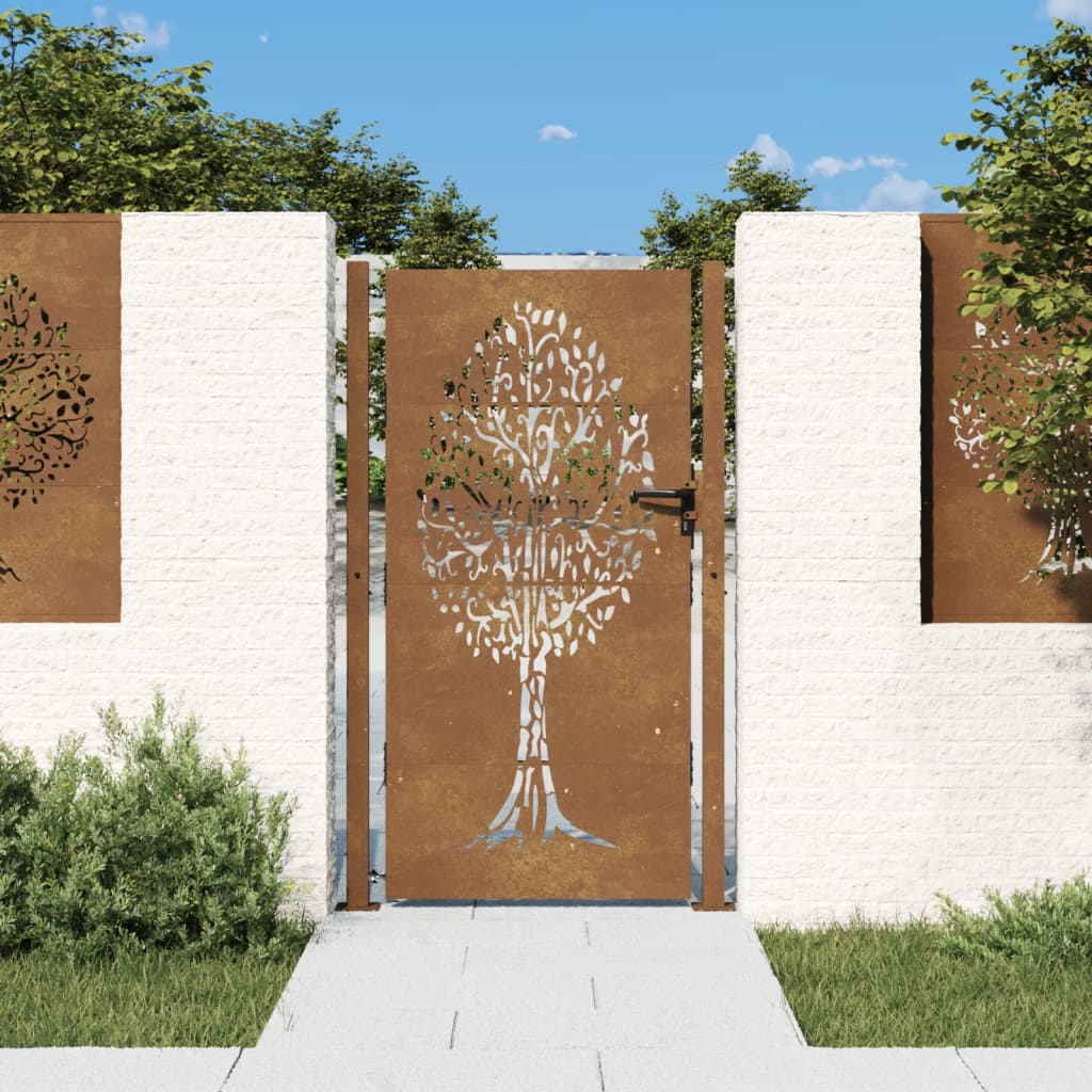 Garden Gate 105x180 cm Corten Steel Tree Design - Tyrell & Tyrell