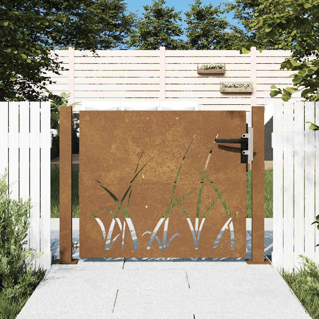 Garden Gate 105x105 cm Corten Steel Grass Design - Merkel Designers