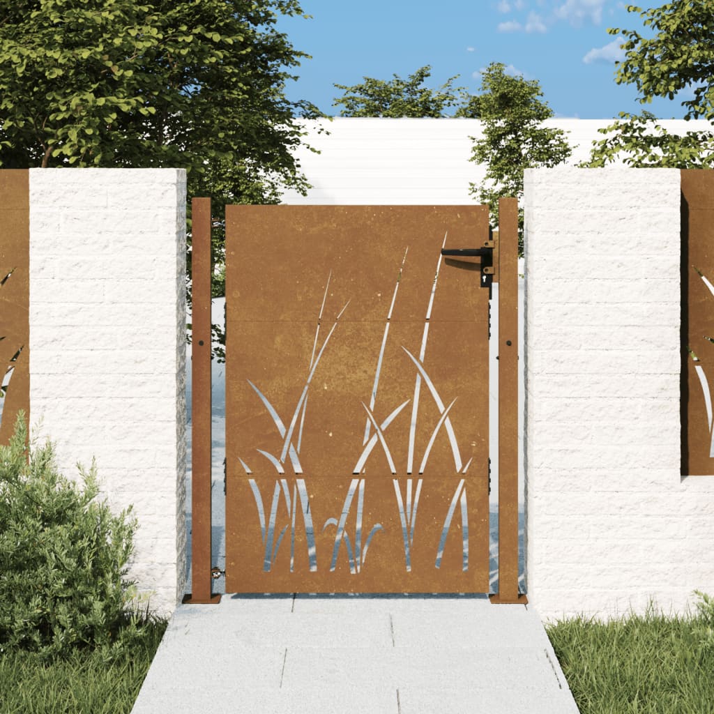 Garden Gate 105x155 cm Corten Steel Grass Design - Millennium Furniture