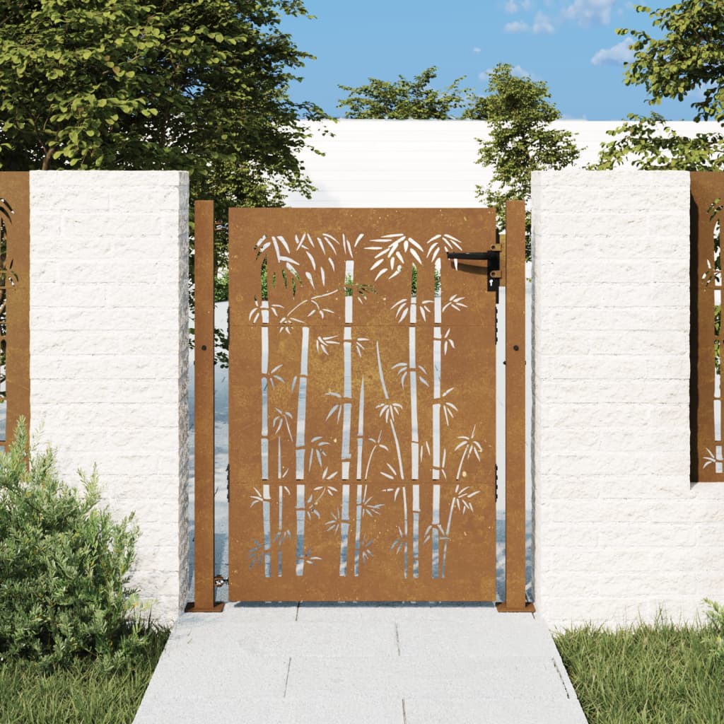 Garden Gate 105x155 cm Corten Steel Bamboo Design - Millennium Furniture