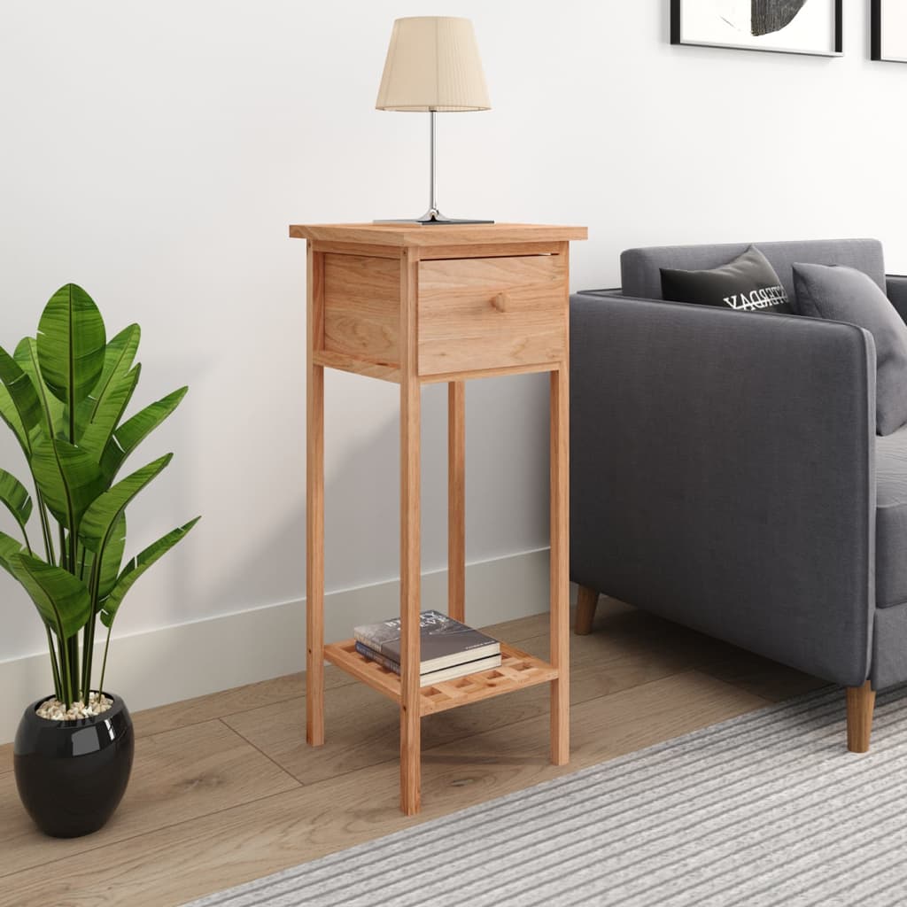 Side Table with Drawer 25x25x60cm Solid Wood Walnut - Casper Homes