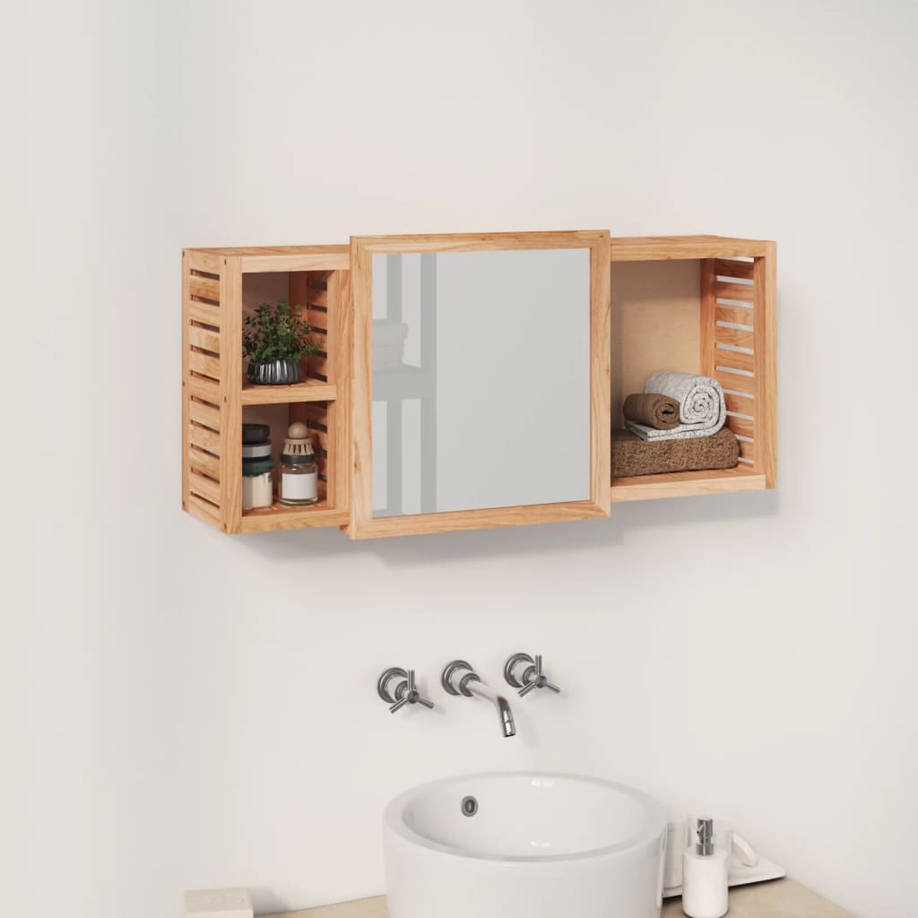 Mirror Cabinet 80x17x34 cm Solid Wood Walnut - Direct Imports