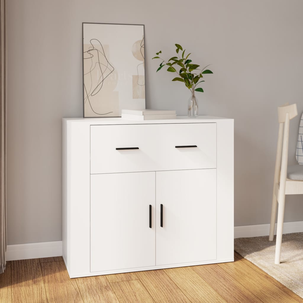 Sideboard White 80x33x70 cm Engineered Wood - Brittle & Co