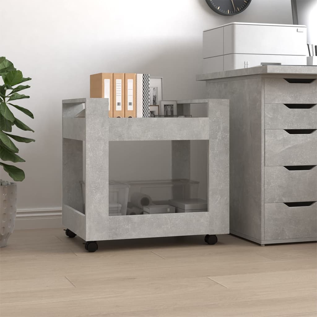Desk Trolley Concrete Grey 60x45x60 cm Engineered Wood - Tyrell & Tyrell