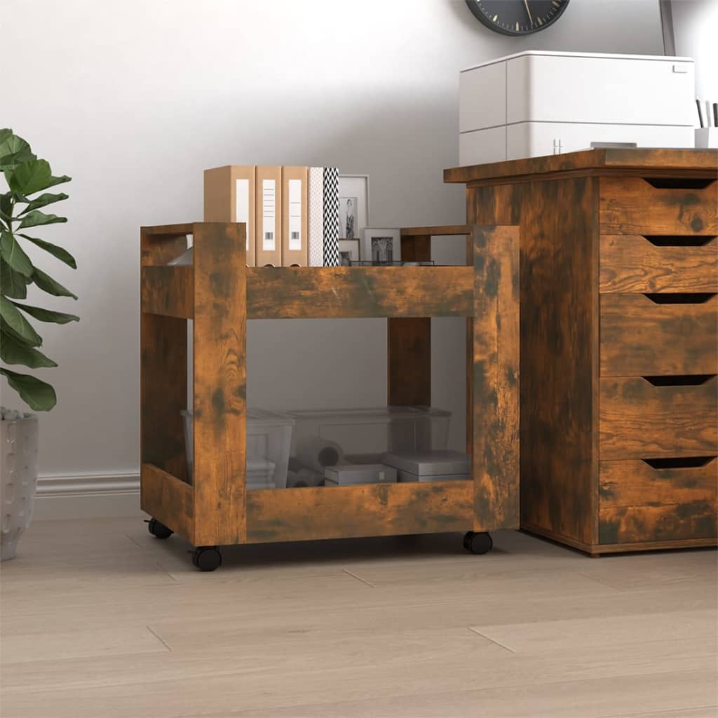 Desk Trolley Smoked Oak 60x45x60 cm Engineered Wood - Unbeatable Bargains