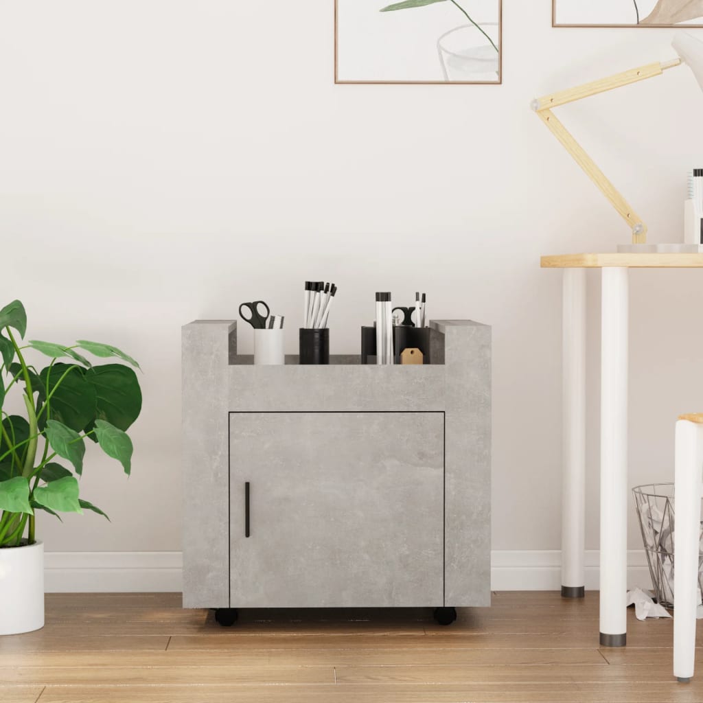 Desk Trolley Concrete Grey 60x45x60 cm Engineered Wood - Tyrell & Tyrell