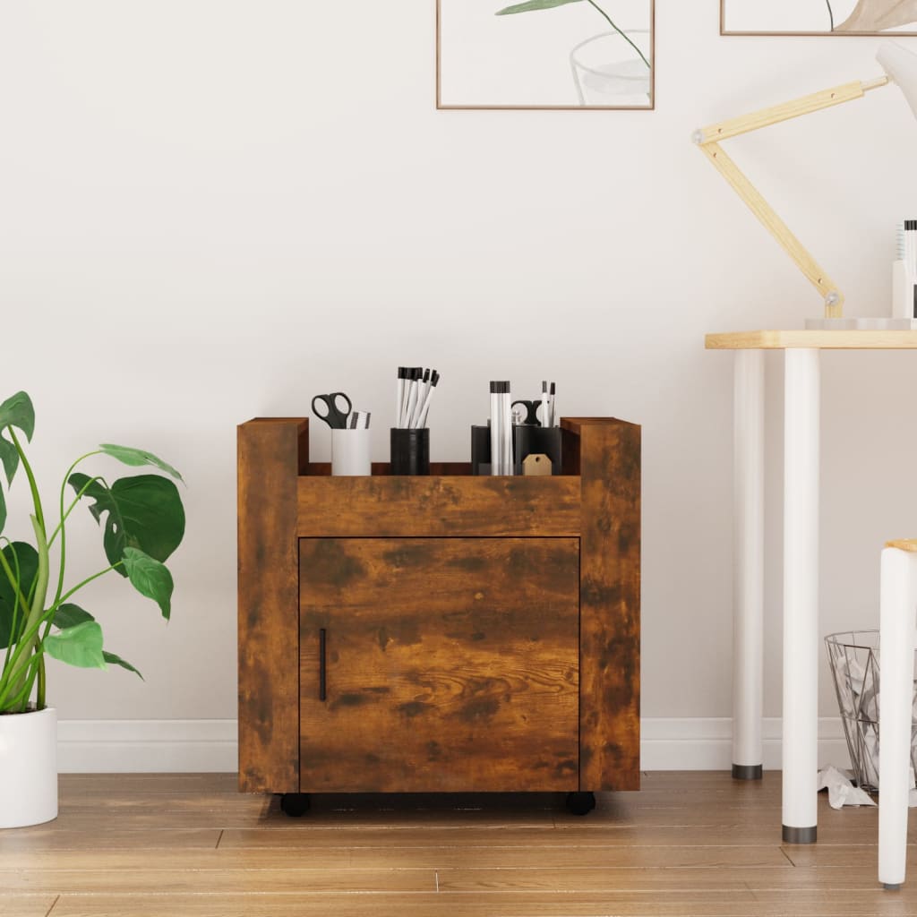 Desk Trolley Smoked Oak 60x45x60 cm Engineered Wood - Merkel Designers
