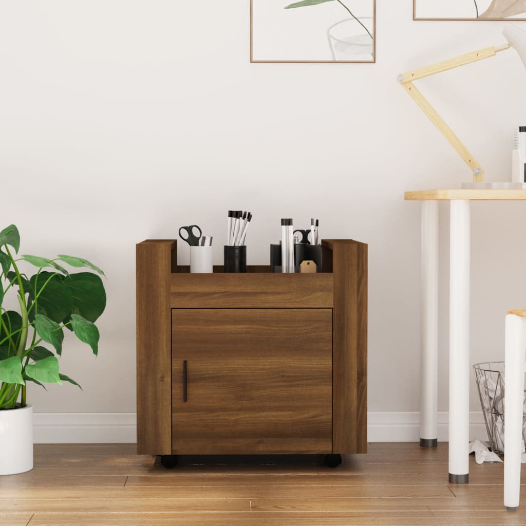 Desk Trolley Brown Oak 60x45x60 cm Engineered Wood - R and M Furniture