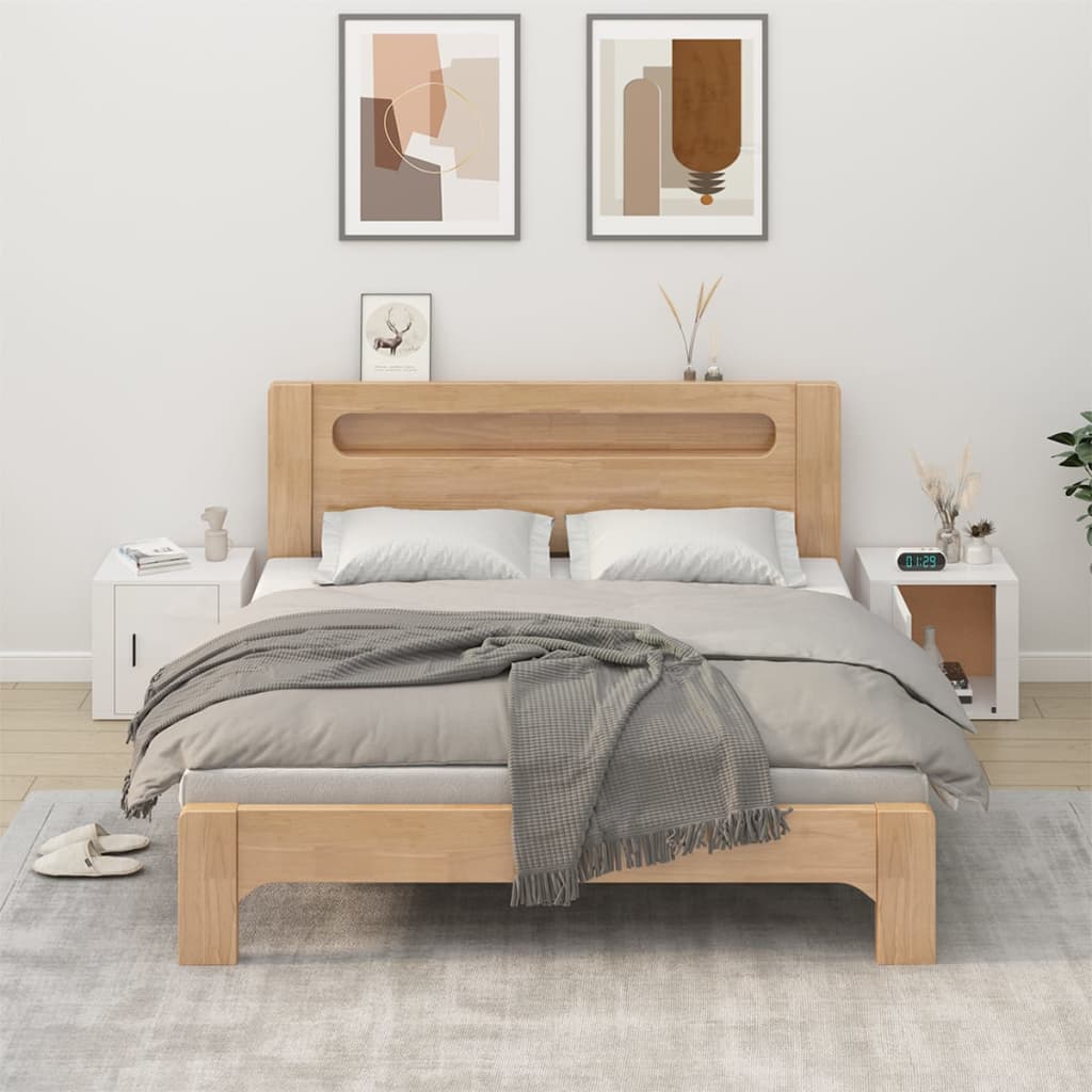 Bedside Table - BETHEL 2 Piece Nightstand High Gloss White 50cm - Sid & Sam