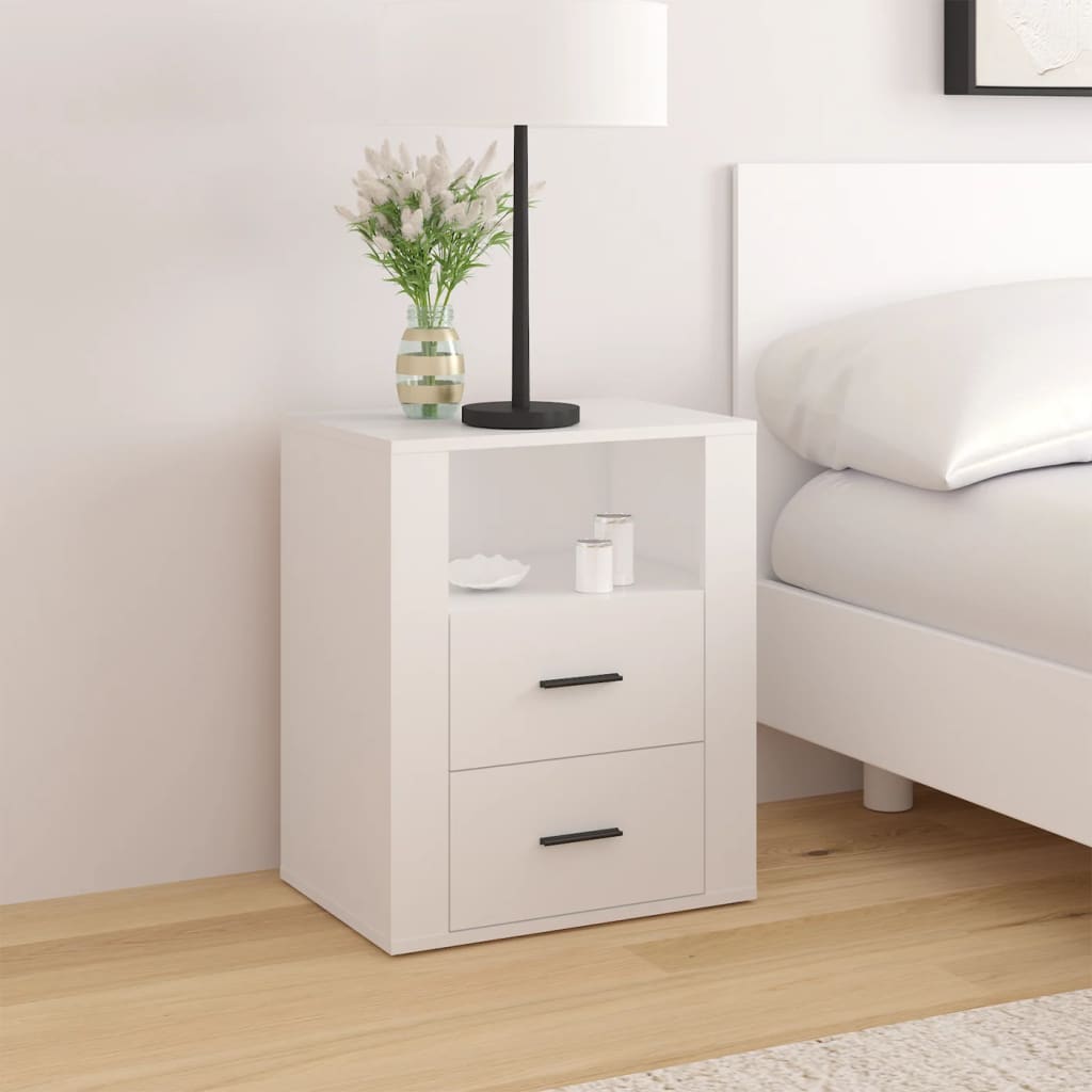 Bedside Table - BOLOGNA Nightstand White 50cm - Sid & Sam