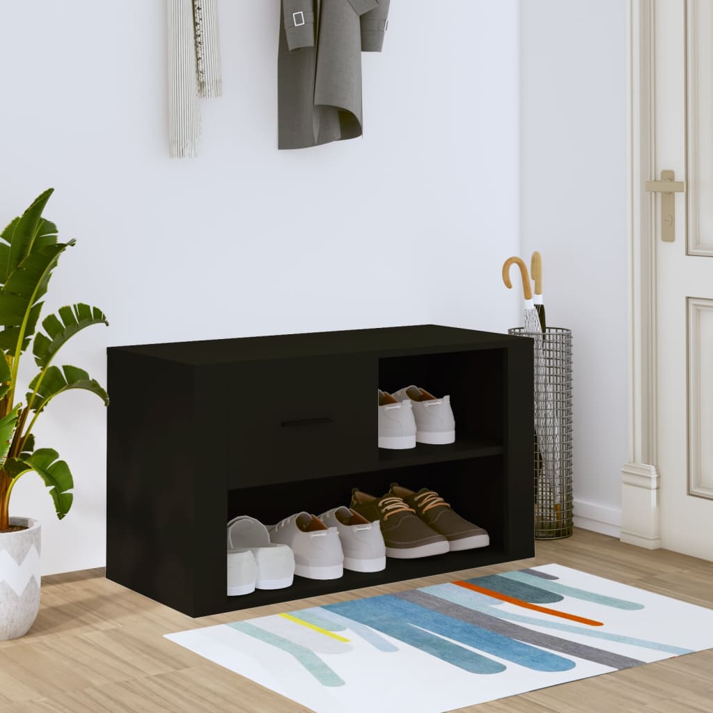 Shoe Cabinet Black 80x35x45 cm Engineered Wood - R and M Furniture