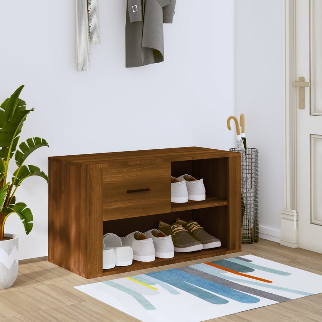 Shoe Cabinet Brown Oak 80x35x45 cm Engineered Wood - Casper Homes