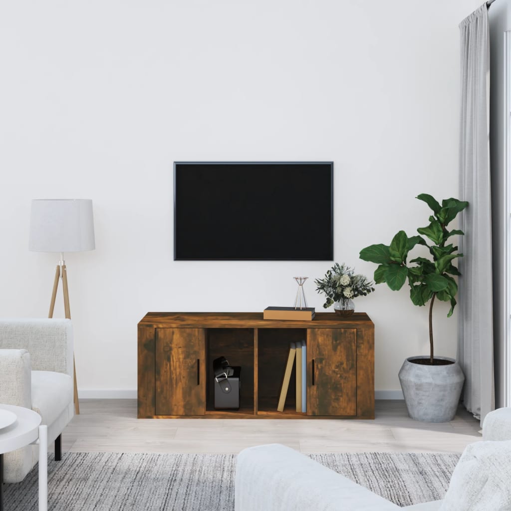 TV Cabinet Smoked Oak 100x35x40 cm Engineered Wood - Tyrell & Tyrell