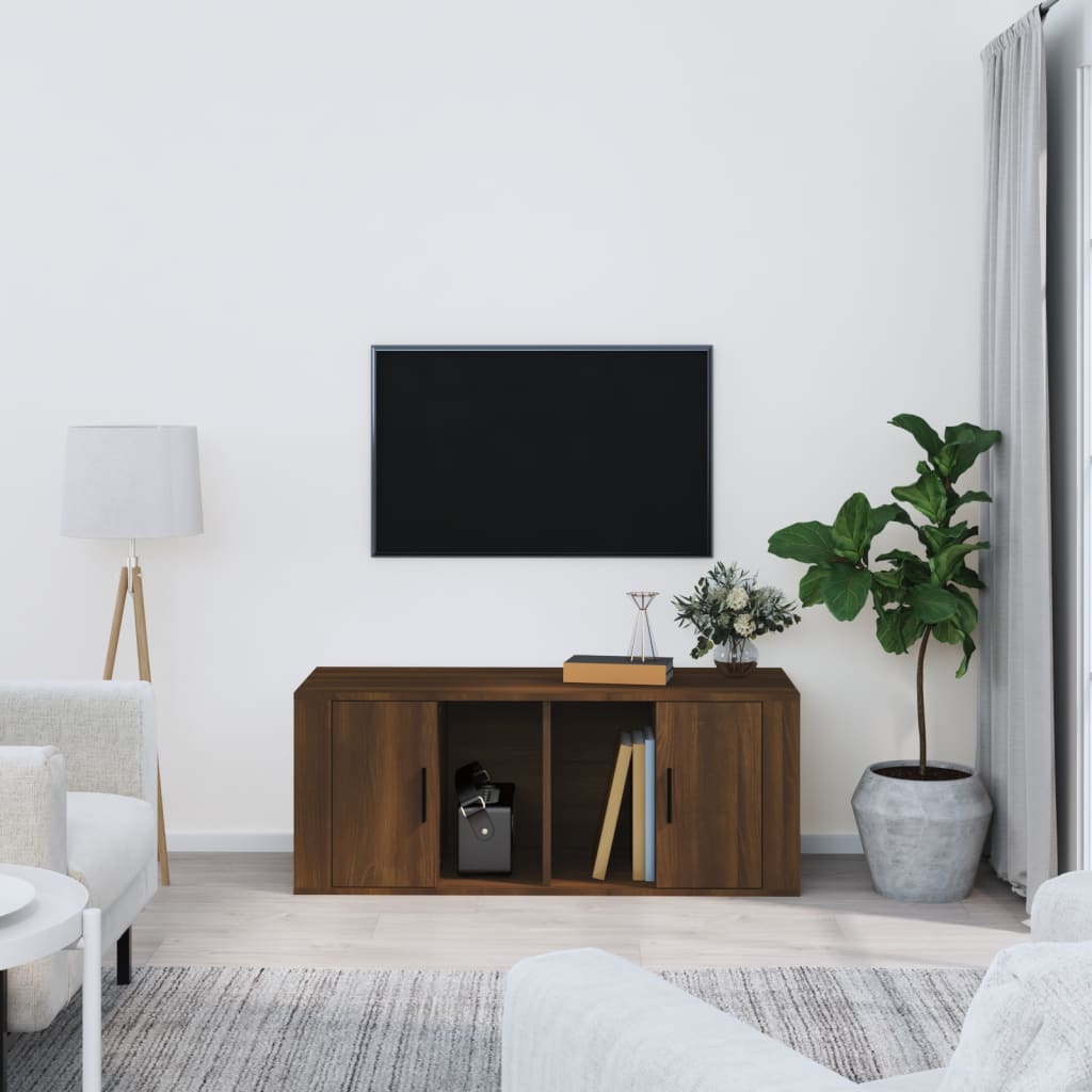 TV Cabinet Brown Oak 100x35x40 cm Engineered Wood - Tyrell & Tyrell