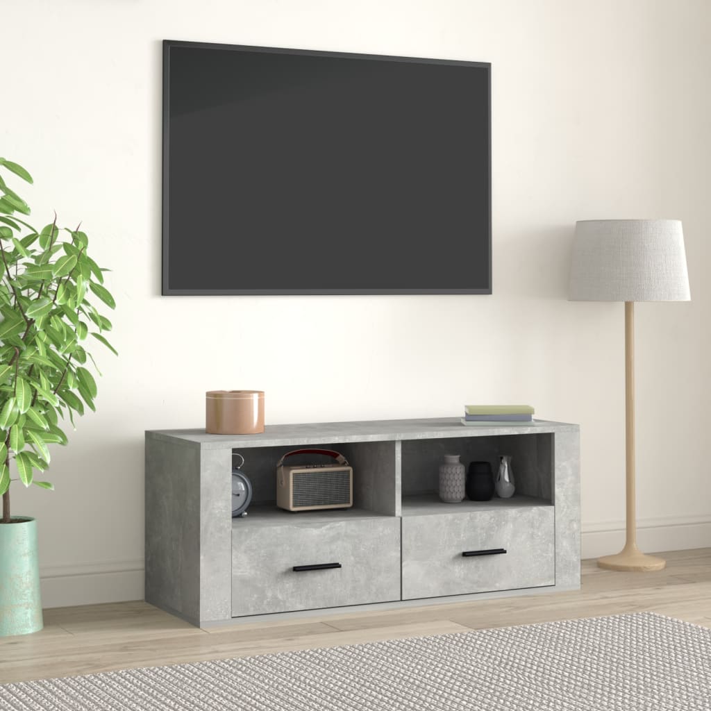 TV Cabinet Concrete Grey 100x35x40 cm Engineered Wood - Sid & Sam