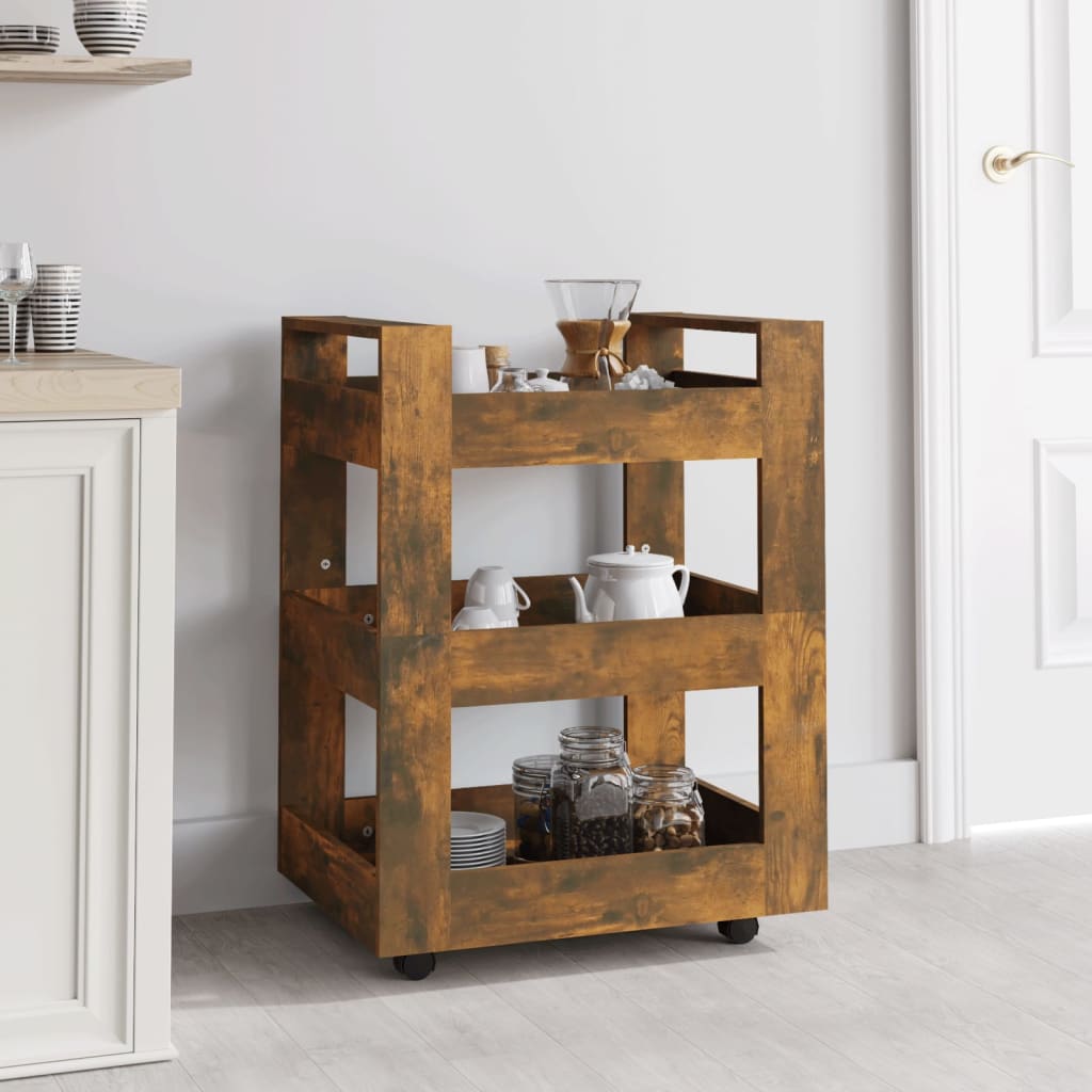 Kitchen Trolley Smoked Oak 60x45x80 cm Engineered Wood - Casper Homes