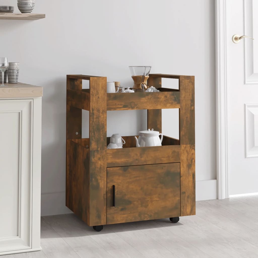 Kitchen Trolley Smoked Oak 60x45x80 cm Engineered Wood - Millennium Furniture