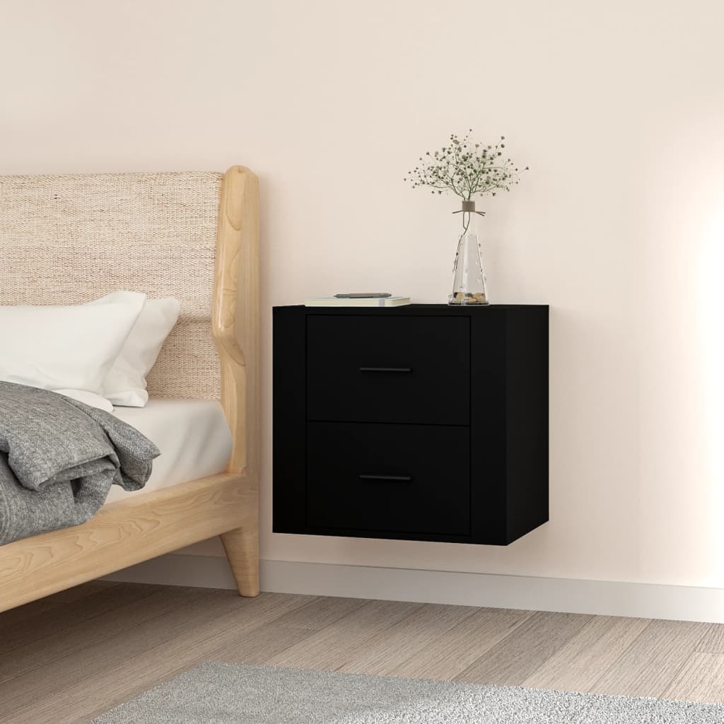 Wall-mounted Bedside Cabinet Black 50x36x47 cm - All Things Good
