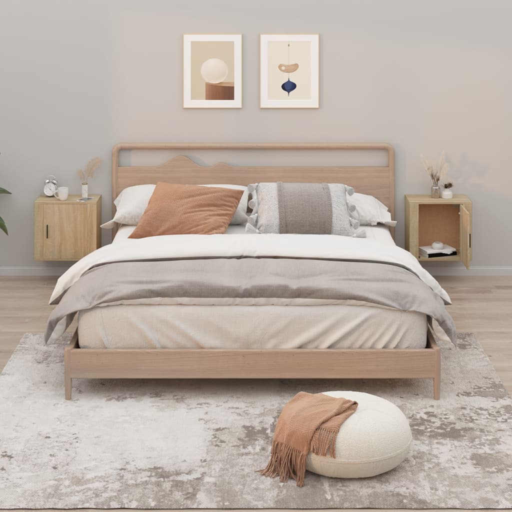 Bedside Table - COMO 2 Piece Nightstand Sonoma Oak 50cm - Merkel Designers