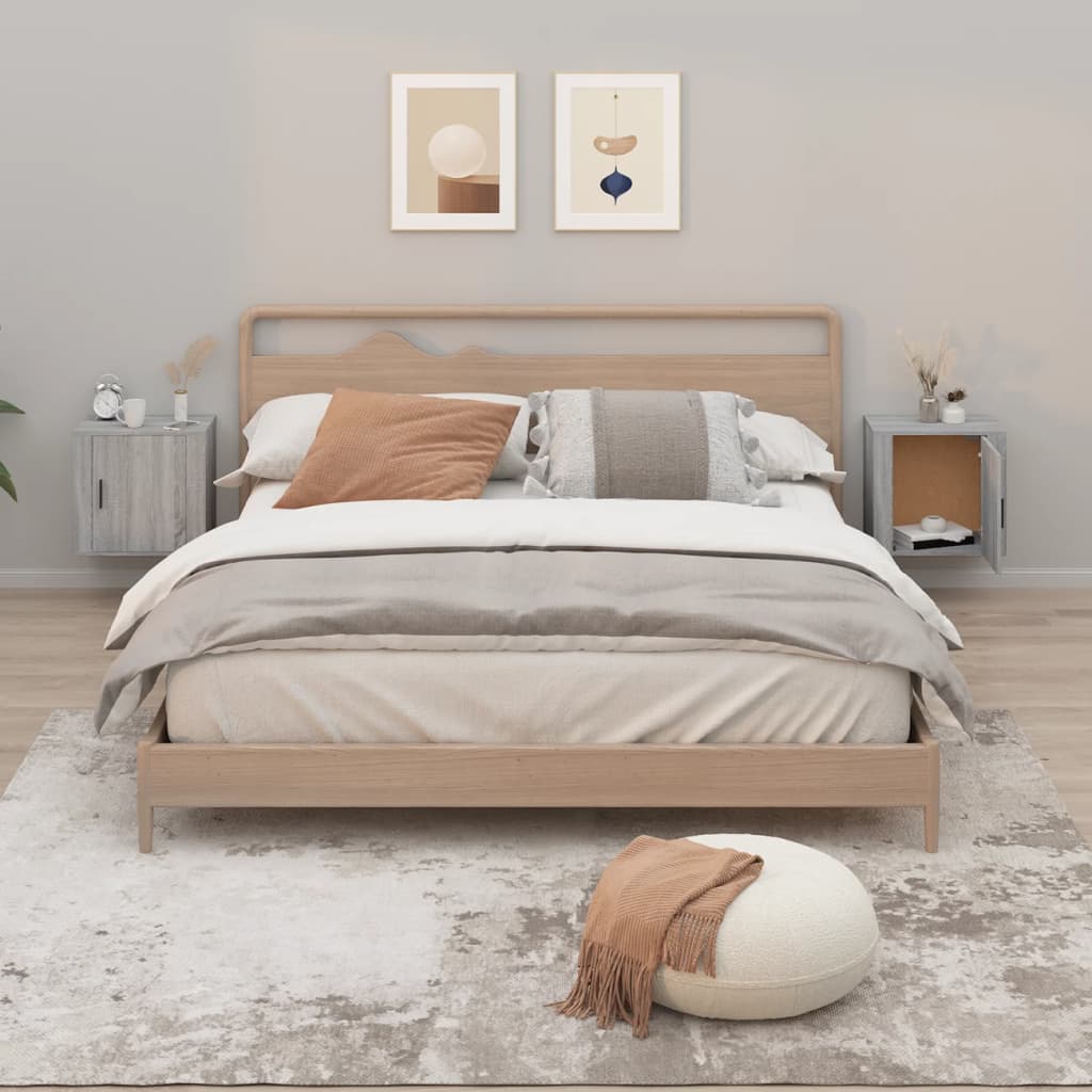 Wall-mounted Bedside Cabinets 2 pcs Grey Sonoma 50x30x47 cm - Style and Chic