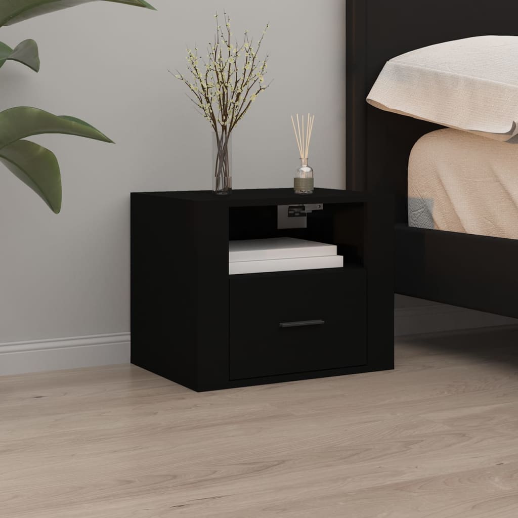 Wall-mounted Bedside Cabinet Black 50x36x40 cm - Sid & Sam