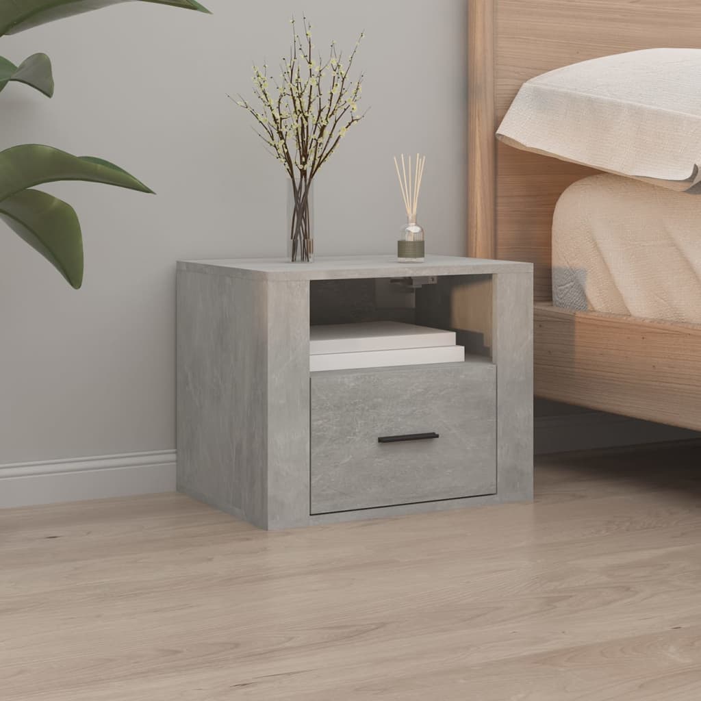 Bedside Table - BRADFORD Nightstand Concrete Grey 50cm - Millennium Furniture