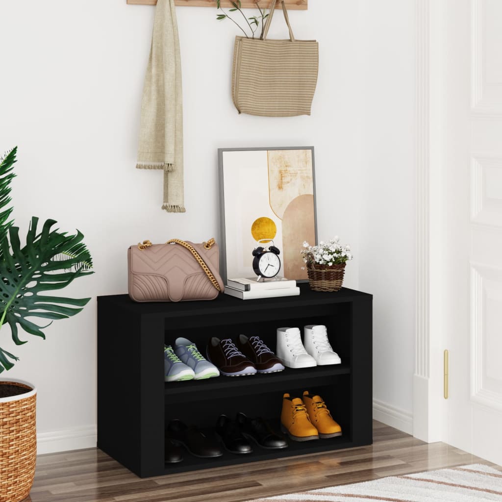Shoe Rack Black 75x35x45 cm Engineered Wood - All Things Good