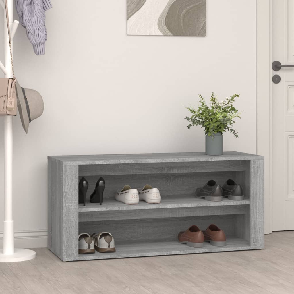 Shoe Rack Concrete Grey 100x35x45 cm Engineered Wood - Merlin Deals