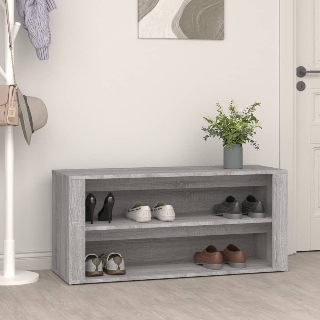 Shoe Rack Grey Sonoma 100x35x45 cm Engineered Wood - Millennium Furniture