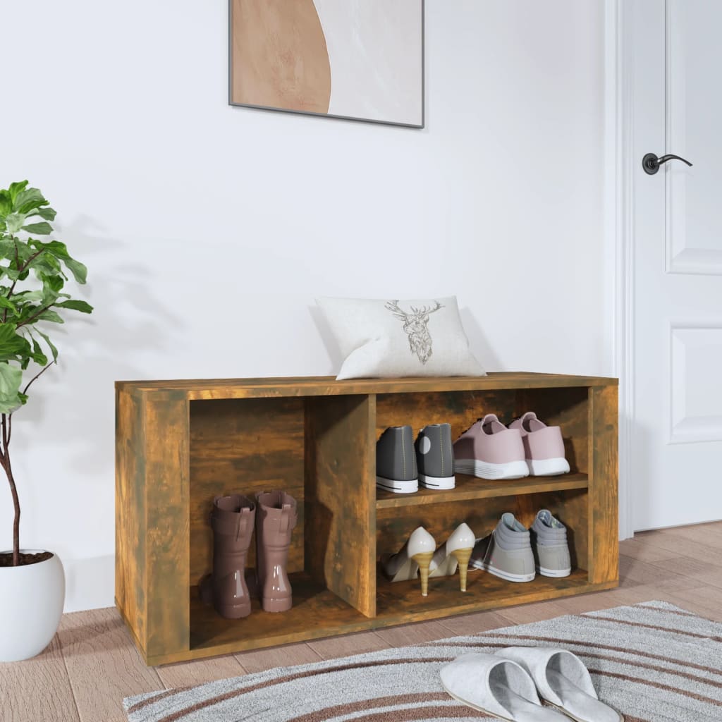 Shoe Cabinet Smoked Oak 100x35x45 cm Engineered Wood - All Things Good