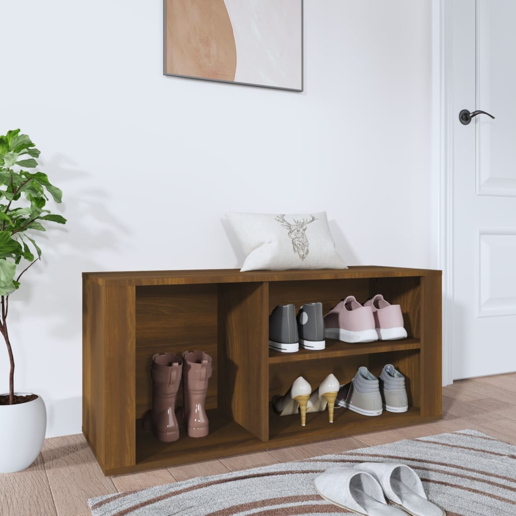Shoe Cabinet Brown Oak 100x35x45 cm Engineered Wood - Millennium Furniture
