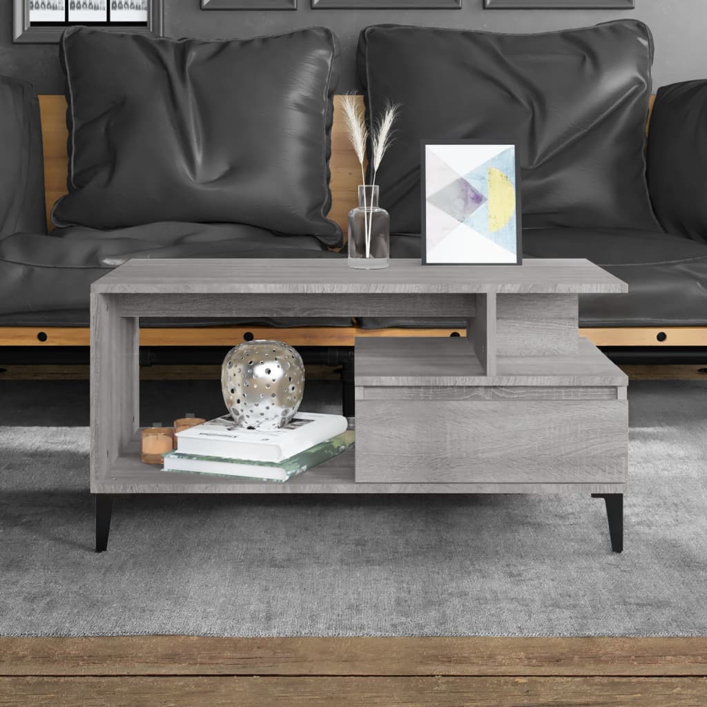 Coffee Table Grey Sonoma 90x49x45 cm Engineered Wood - Brittle & Co