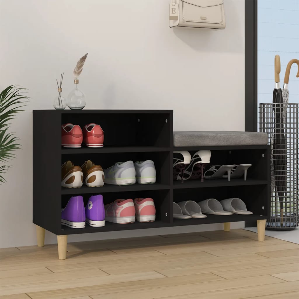 Shoe Cabinet Black 102x36x60 cm Engineered Wood - Millennium Furniture