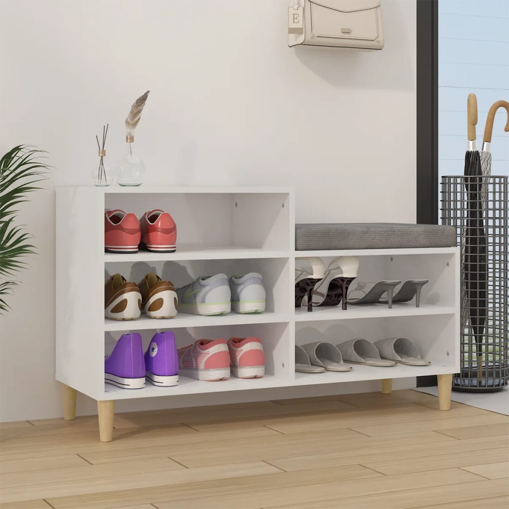 Shoe Cabinet High Gloss White 102x36x60 cm Engineered Wood - Style and Chic