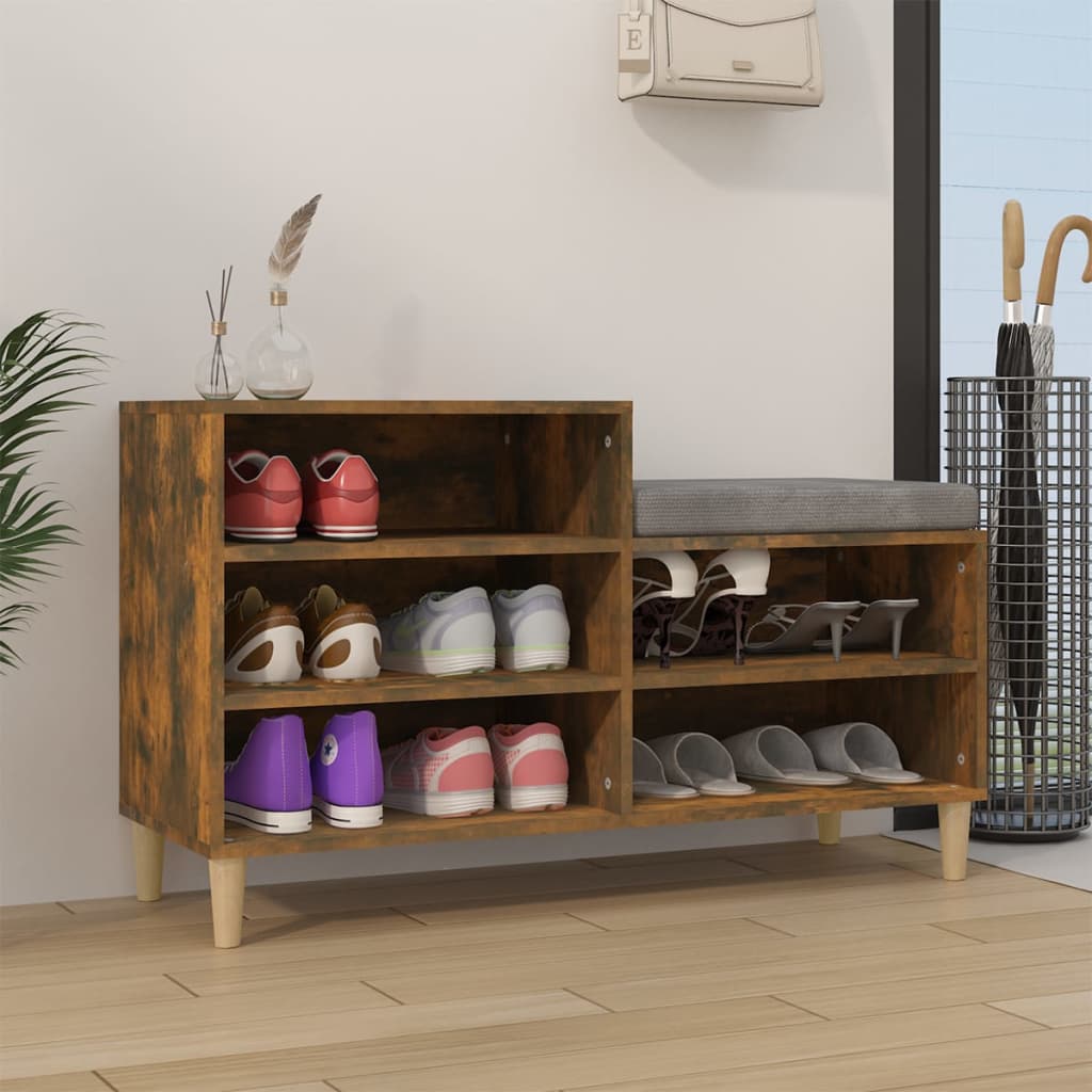 Shoe Cabinet Smoked Oak 102x36x60 cm Engineered Wood - Sid & Sam