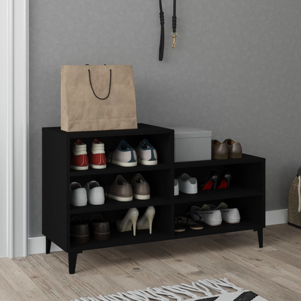 Shoe Cabinet Black 102x36x60 cm Engineered Wood - Millennium Furniture