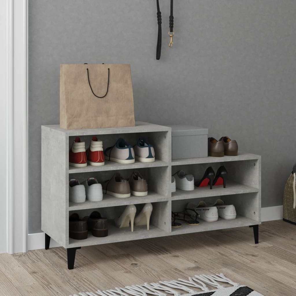Shoe Cabinet Concrete Grey 102x36x60 cm Engineered Wood - Sid & Sam
