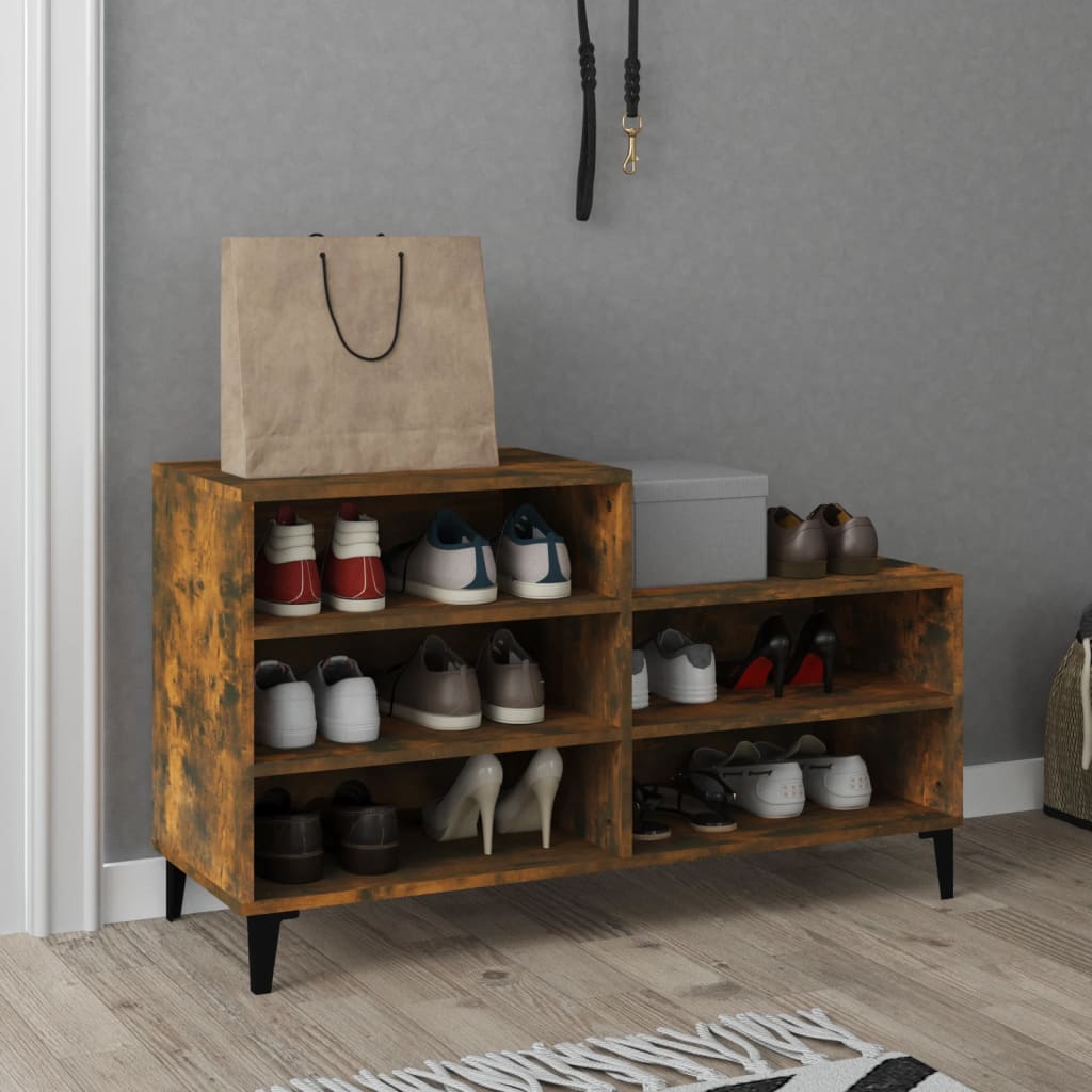 Shoe Cabinet Smoked Oak 102x36x60 cm Engineered Wood - The Home Maker