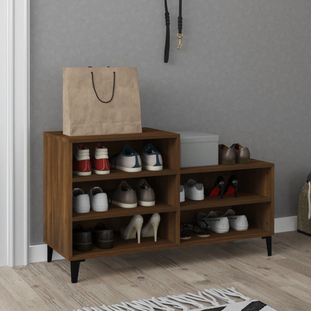 Shoe Cabinet Brown Oak 102x36x60 cm Engineered Wood - Casper Homes
