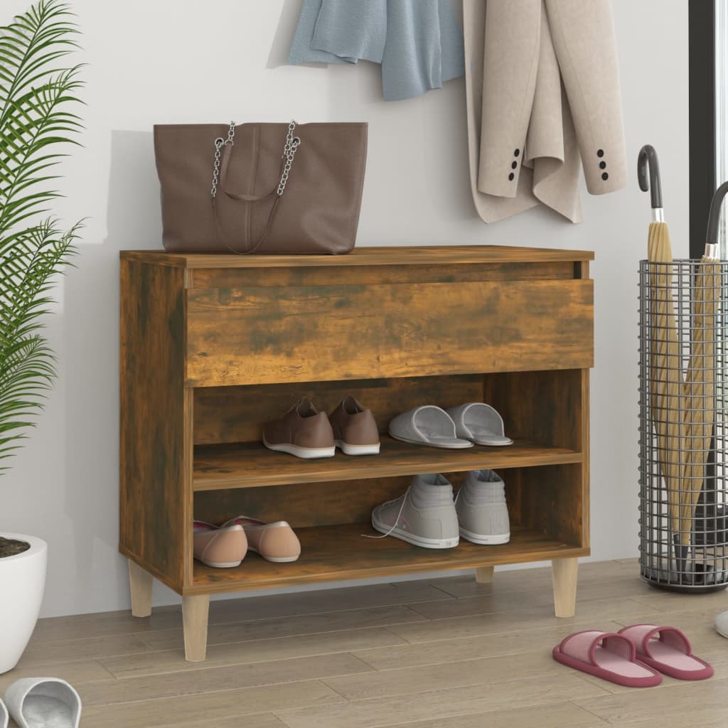 Shoe Cabinet Smoked Oak 70x36x60 cm Engineered Wood - Brittle & Co