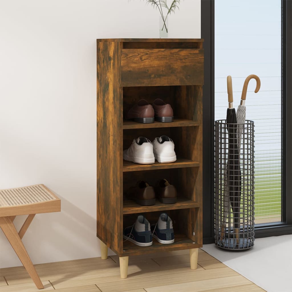 Shoe Cabinet Smoked Oak 40x36x105 cm Engineered Wood - The Home Maker