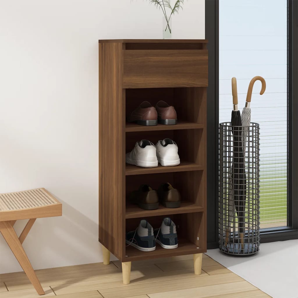 Shoe Cabinet Brown Oak 40x36x105 cm Engineered Wood - Casper Homes