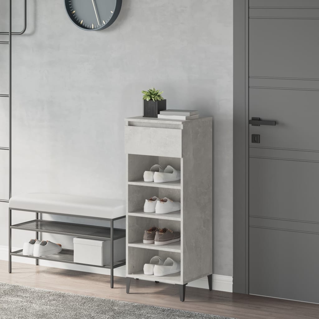 Shoe Rack Concrete Grey 40x36x105 cm Engineered Wood - Millennium Furniture