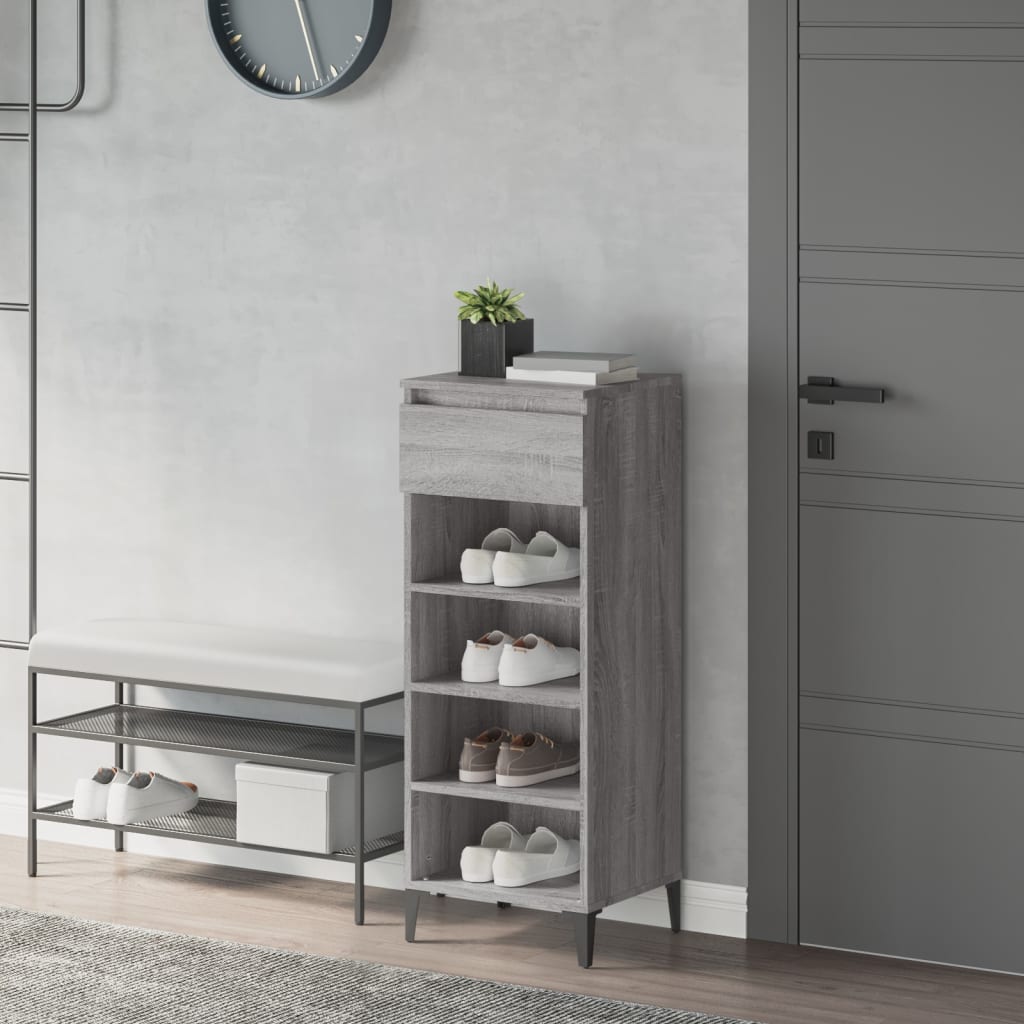 Shoe Rack Grey Sonoma 40x36x105 cm Engineered Wood - Millennium Furniture