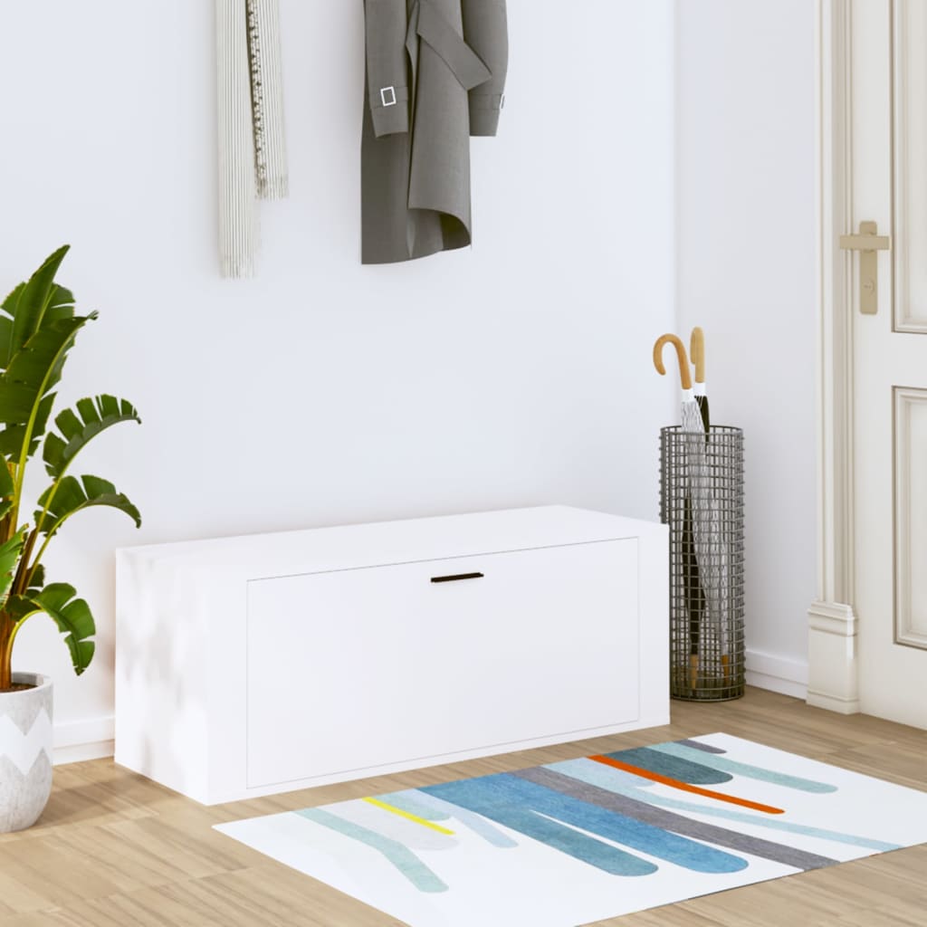Wall Shoe Cabinet White 100x35x38 cm Engineered Wood - The Home Maker