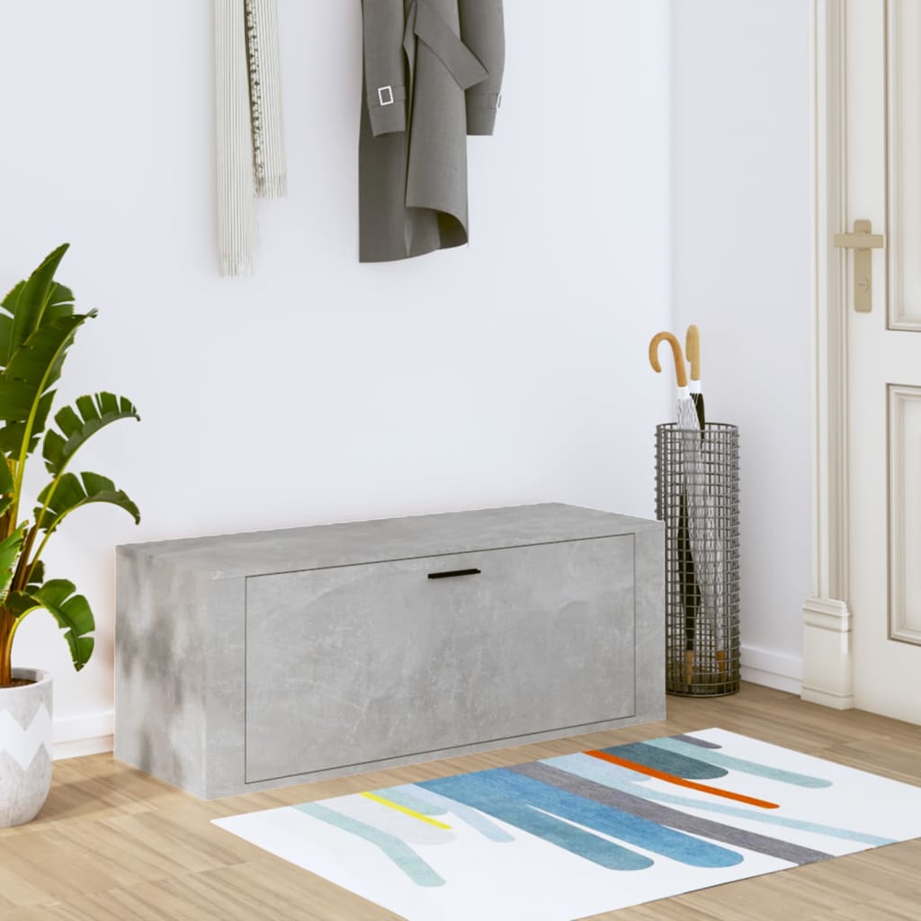 Wall Shoe Cabinet Concrete Grey 100x35x38 cm Engineered Wood - All Things Good