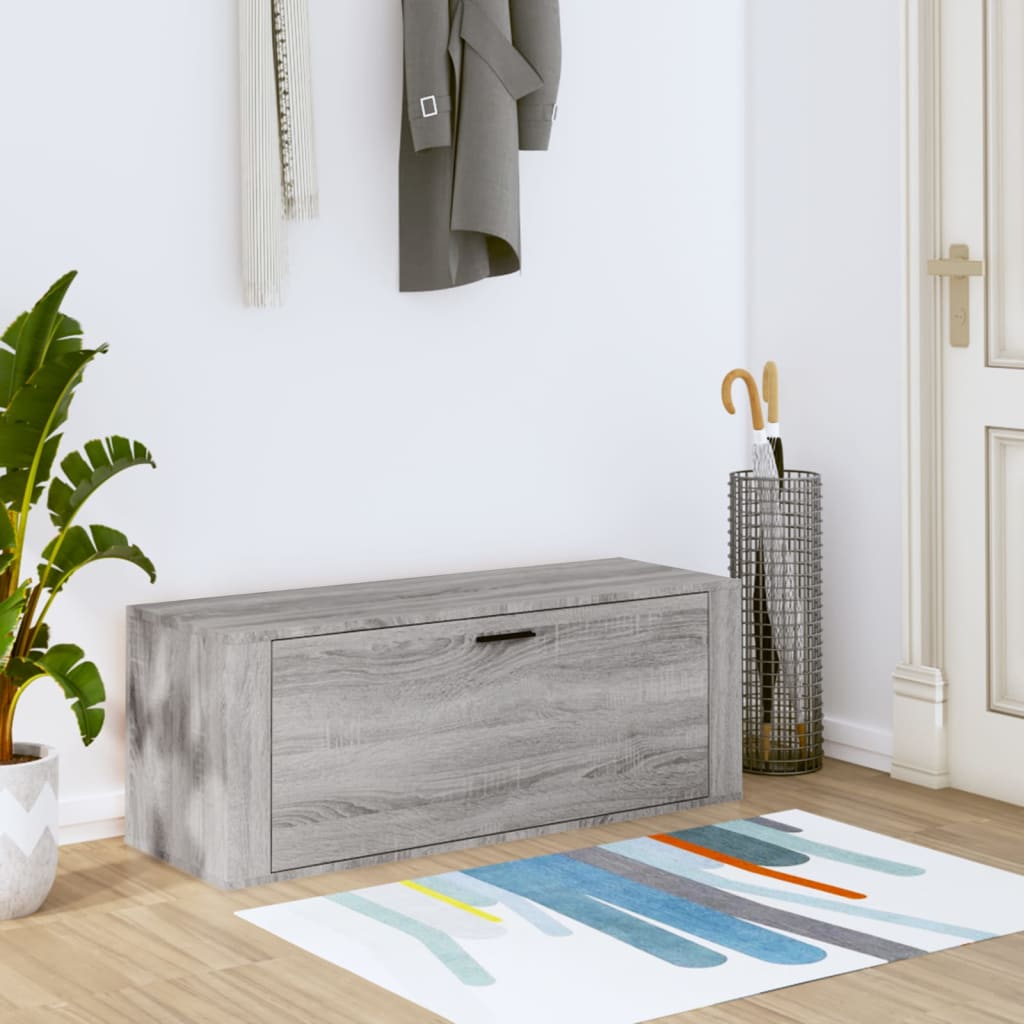 Wall Shoe Cabinet Grey Sonoma 100x35x38 cm Engineered Wood - R and M Furniture