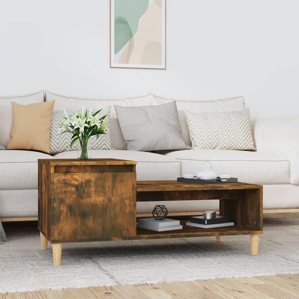 Coffee Table Smoked Oak 100x50x45 cm Engineered Wood - Sid & Sam