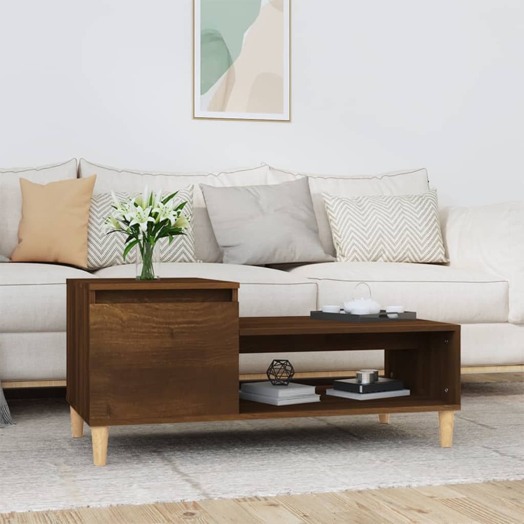 Coffee Table Brown Oak 100x50x45 cm Engineered Wood - The Home Maker