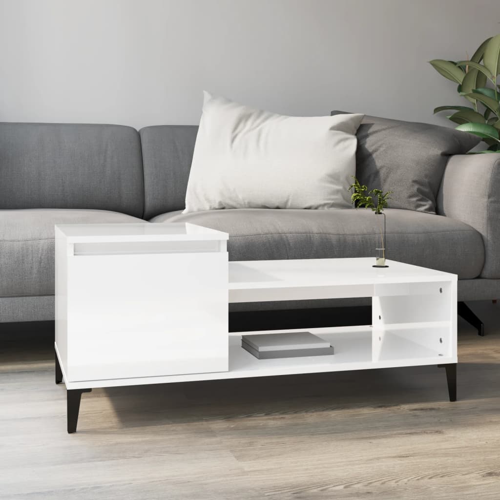 Coffee Table High Gloss White 100x50x45 cm Engineered Wood - Style and Chic